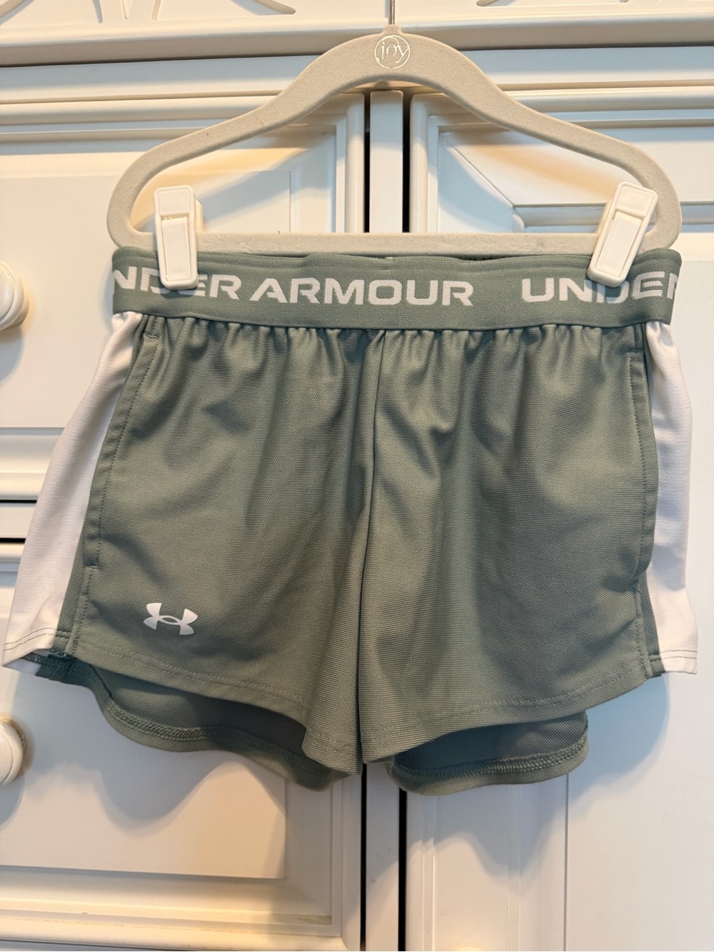 Under Armour Sage Green and White Girls' Athletic Shorts